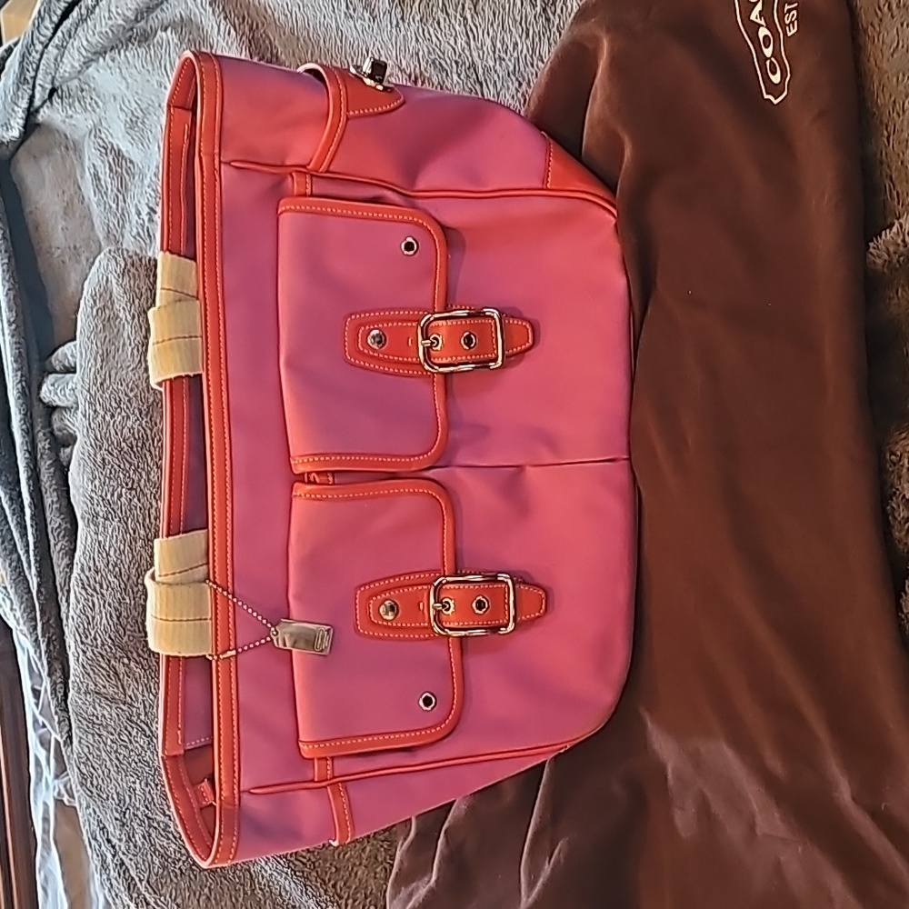 Coach Pink with Orange Trim Tote